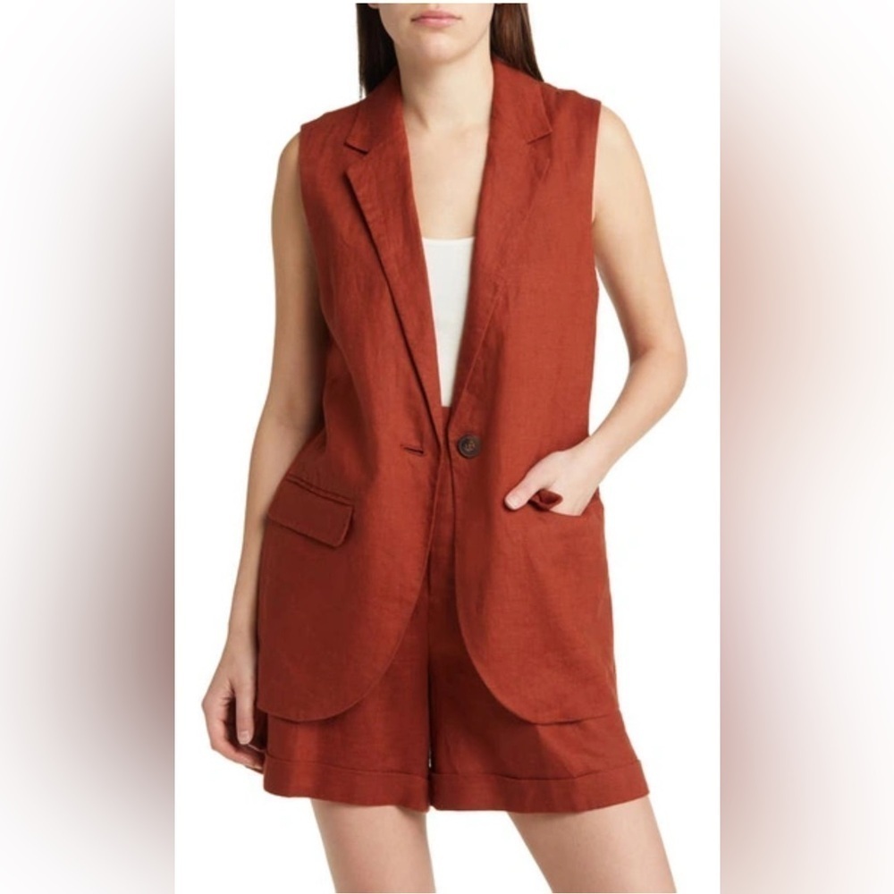 NEW Madewell Larsen Linen Vest XS